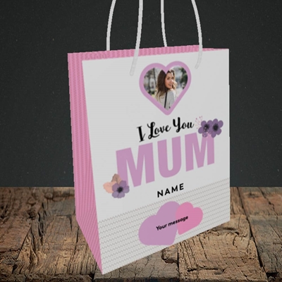 Picture of I Love You Mum, Mother's Day Design, Small Portrait Gift Bag