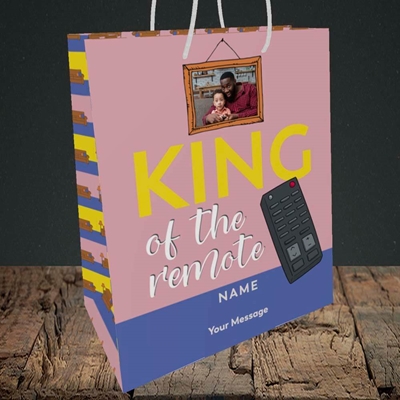 Picture of King Of The Remote, Father's Day Design, Medium Portrait Gift Bag