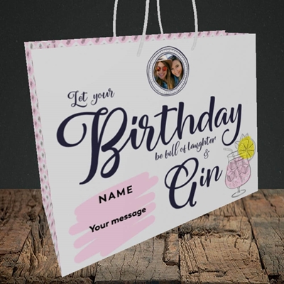 Picture of Birthday Full Of Gin, Birthday Design, Medium Landscape Gift Bag