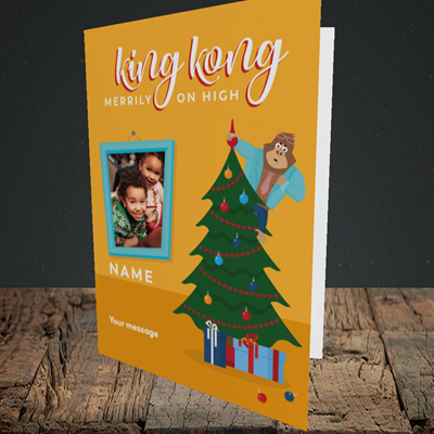 Picture of King Kong, Christmas Design, Portrait Greetings Card