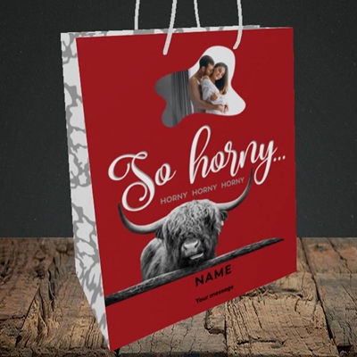Picture of So Horny, Valentine's Design, Medium Portrait Gift Bag