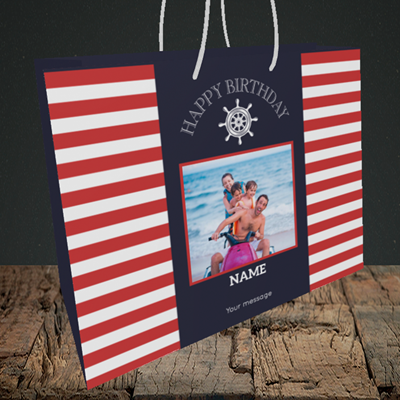 Picture of Nautical, Birthday Design, Medium Landscape Gift Bag