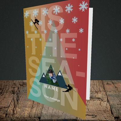 Picture of Tis The Skier, Christmas Design, Portrait Greetings Card