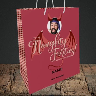 Picture of Naughty Forties, Birthday Design, Medium Portrait Gift Bag