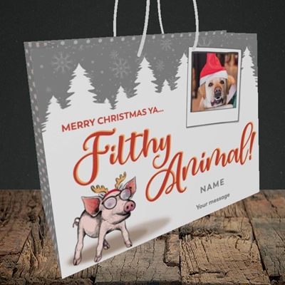 Picture of Ya Filthy Animal, Christmas Design, Medium Landscape Gift Bag