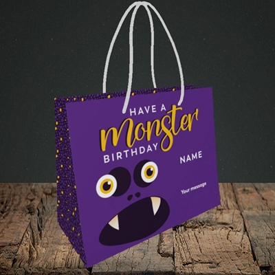 Picture of Monster Face(Without Photo), Birthday Design, Small Landscape Gift Bag
