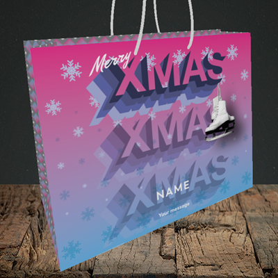 Picture of Xmas Ice Skates(Without Photo), Christmas Design, Medium Landscape Gift Bag