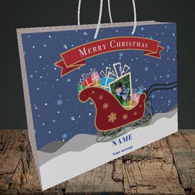 Picture of Sleigh Of Presents, Christmas Design, Medium Landscape Gift Bag