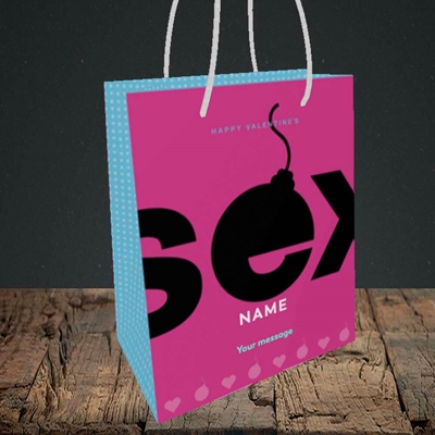 Picture of Sex Bomb - Pink(Without Photo), Valentine's Design, Small Portrait Gift Bag
