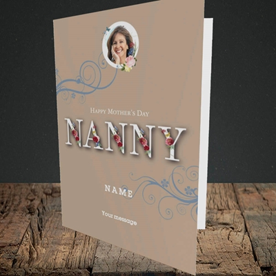 Picture of Nanny Floral Letters, Mother's Day Design, Portrait Greetings Card