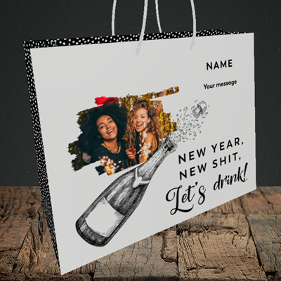 Picture of Let's Drink, New Year Design, Medium Landscape Gift Bag