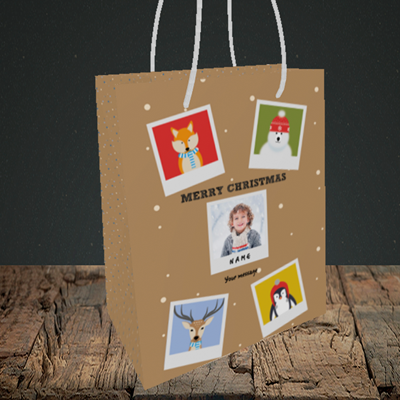 Picture of Animal Polaroid, Christmas Design, Small Portrait Gift Bag