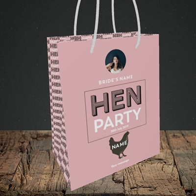 Picture of Hen Party Party Party - Peachy Pink, Wedding Design, Small Portrait Gift Bag