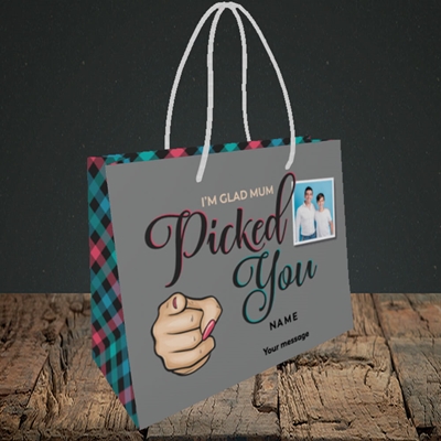 Picture of Mum Picked You, Father's Day Design, Small Landscape Gift Bag