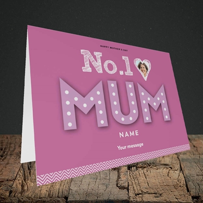 Picture of No.1 Mum (In Lights) Mother's Day Design, Landscape Greetings Card