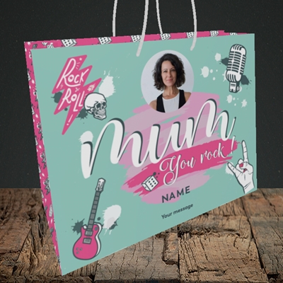 Picture of Mum You Rock, Mother's Day Design, Medium Landscape Gift Bag