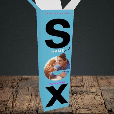 Picture of Sex Bomb - Blue, Valentine's Design, Upright Bottle Box