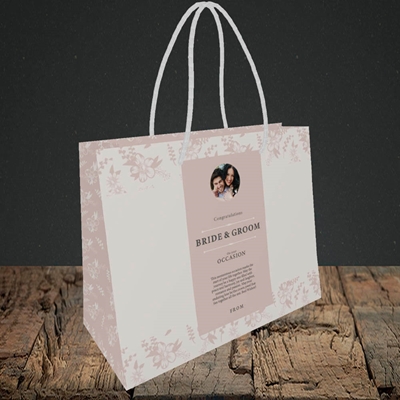 Picture of Floral Strip Edges - Beige To Pink B&G, Wedding Design, Small Landscape Gift Bag