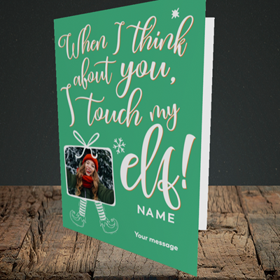 Picture of Touch My Elf, Christmas Design, Portrait Greetings Card