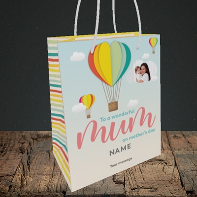 Picture of Hot Air Balloon, Mother's Day Design, Small Portrait Gift Bag
