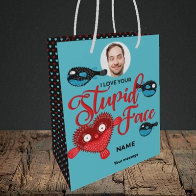 Picture of Stupid Face, Valentine's Design, Small Portrait Gift Bag