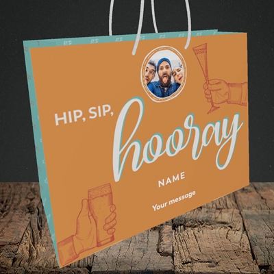 Picture of Hip, Sip, Hooray, Celebration Design, Medium Landscape Gift Bag