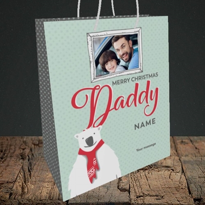 Picture of Daddy Polar Bear, Christmas Design, Medium Portrait Gift Bag