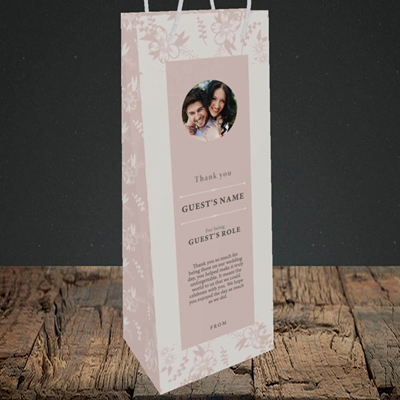 Picture of Floral Strip Edges - Beige To Pink SG, Wedding Design, Bottle Bag