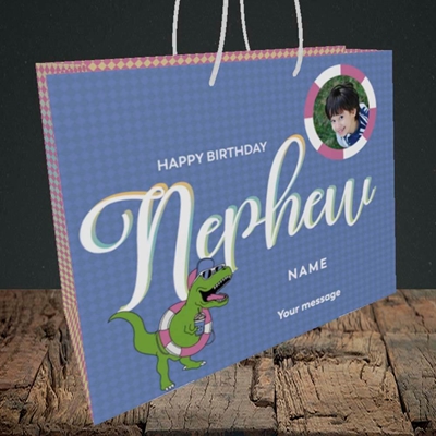 Picture of Nephew (Dino), Birthday Design, Medium Landscape Gift Bag
