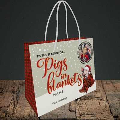 Picture of Pigs In Blankets, Christmas Design, Small Landscape Gift Bag