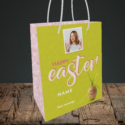 Picture of Bow Bunny Egg, Easter Design, Small Portrait Gift Bag