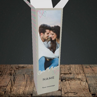 Picture of One I Love, Valentine's Design, Upright Bottle Box