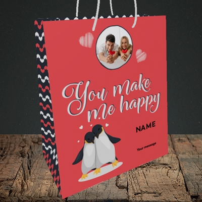 Picture of Make Me Happy, Valentine's Design, Medium Portrait Gift Bag