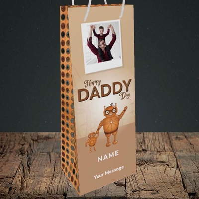 Picture of Daddy Robot, Father's Day Design, Bottle Bag