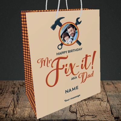 Picture of Mr Fix It, Birthday Design, Medium Portrait Gift Bag