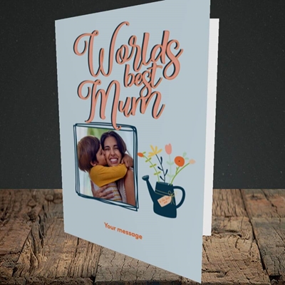 Picture of Worlds Best Mum, Mother's Day Design, Portrait Greetings Card