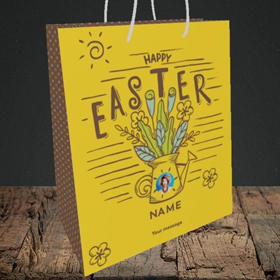 Picture of Watering Can, Easter Design, Medium Portrait Gift Bag