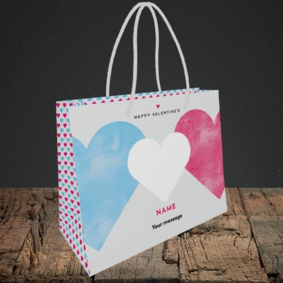 Picture of Joined Hearts (textured)(Without Photo), Valentine's Design, Small Landscape Gift Bag