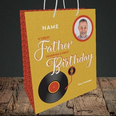 Picture of Great Father, Birthday Design, Medium Portrait Gift Bag