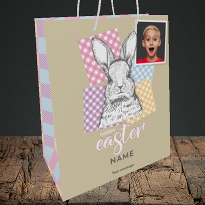 Picture of Patchwork Rabbit, Easter Design, Medium Portrait Gift Bag