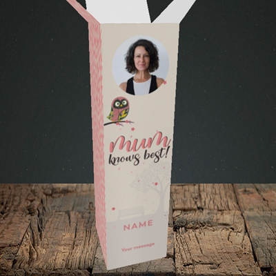 Picture of Mum Knows Best, Mother's Day Design, Upright Bottle Box