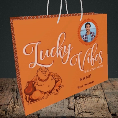 Picture of Lucky Vibes, Good Luck Design, Medium Landscape Gift Bag