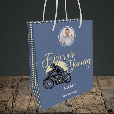 Picture of Forever Young (Motorbike), Birthday Design, Small portrait Gift Bag