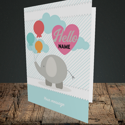 Picture of Elephant, New Baby Design, Portrait Greetings Card
