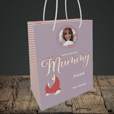 Picture of Foxes Mummy, Birthday Design, Small portrait Gift Bag