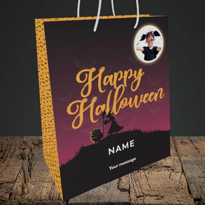 Picture of Witch On The Hill, Halloween Design, Medium Portrait Gift Bag