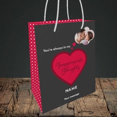 Picture of Inappropriate Thoughts, Valentine's Design, Small Portrait Gift Bag