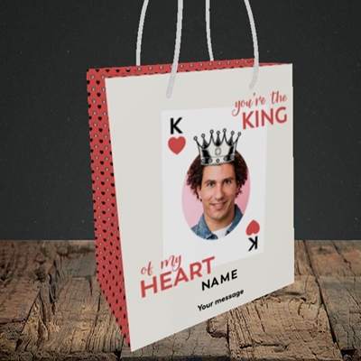 Picture of King Of My Heart, Valentine's Design, Small Portrait Gift Bag