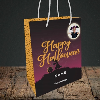 Picture of Witch On The Hill, Halloween Design, Small Portrait Gift Bag