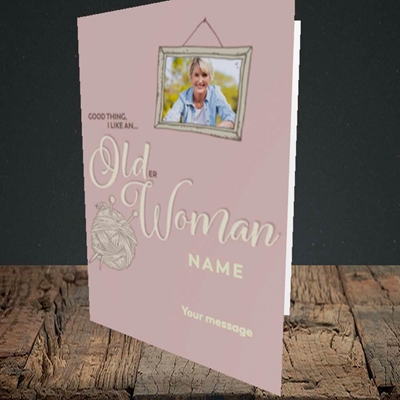 Picture of Older Woman, Birthday Design, Portrait Greetings Card